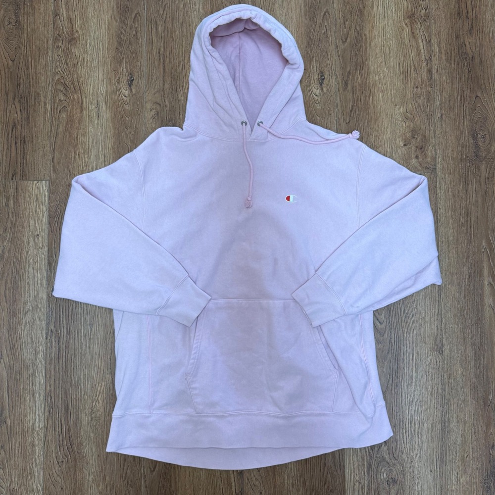 VTG 90s Champion Reverse Weave Pink Hoodie Sweatshirt Mens 2X Large Pullover